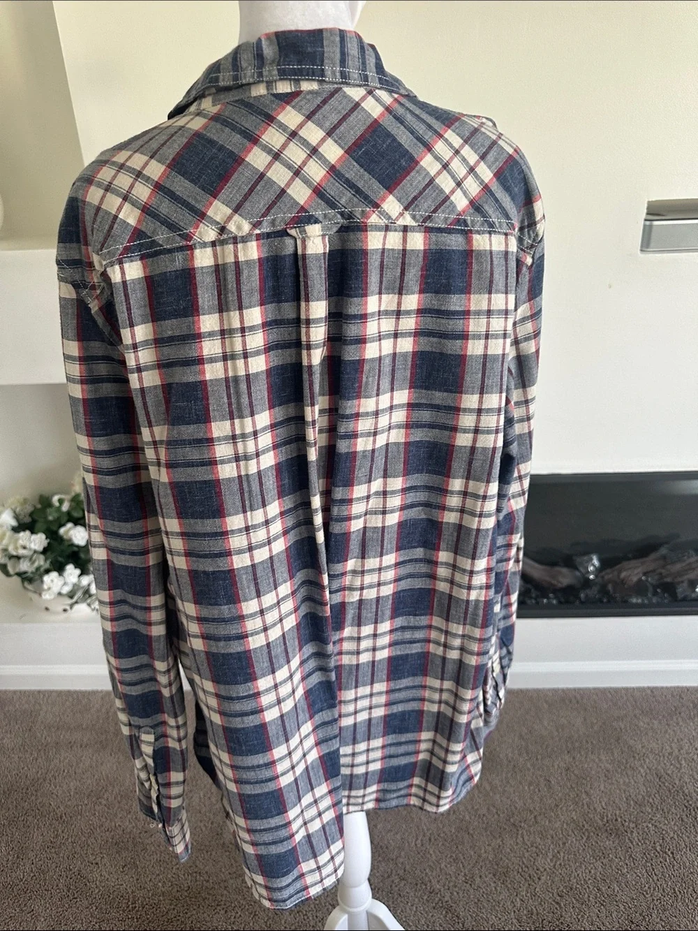 J. Crew Navy, Cream & Red Plaid Button-Down Shirt